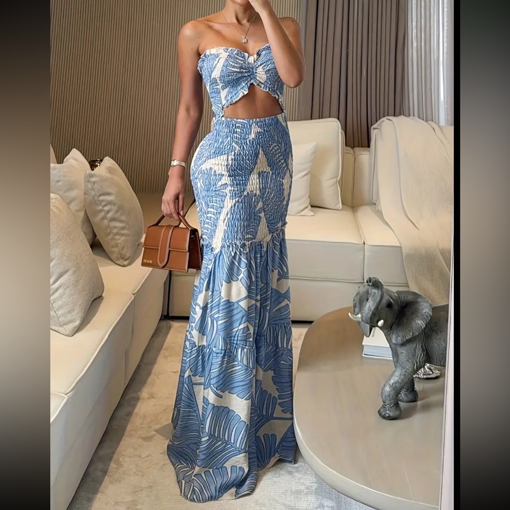 Blue Patterned Maxi dress